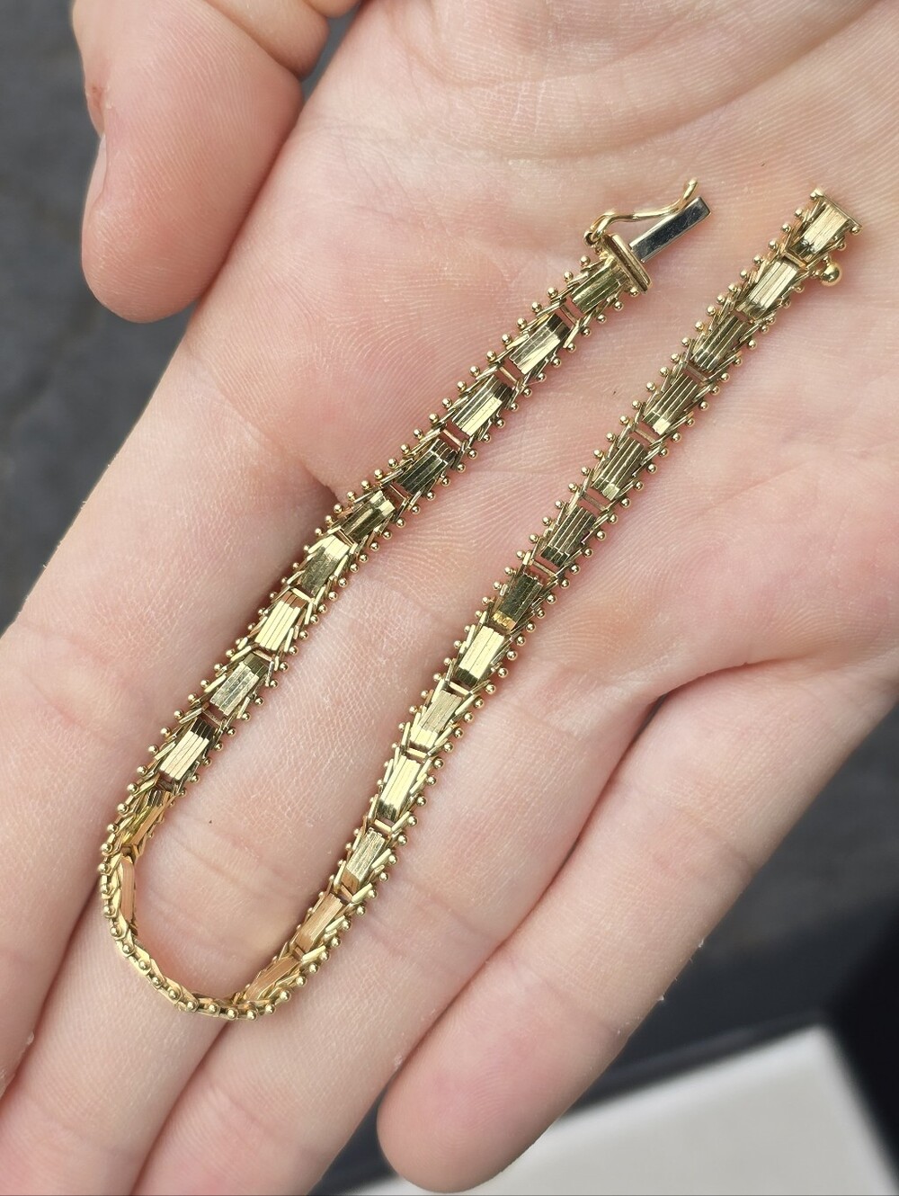 14k Gold Chain Diamond Cut Bracelet